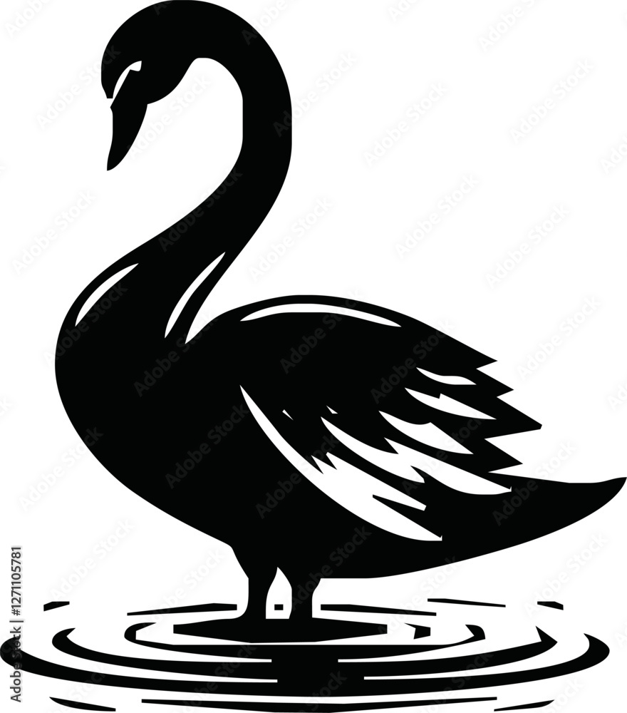 Fototapeta premium Swan vector flat icon. Isolated swan bird emoji illustration