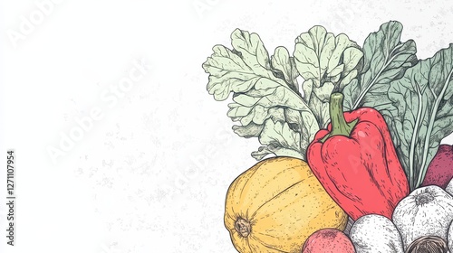 Colorful Autumn Vegetable Harvest Bounty Illustration