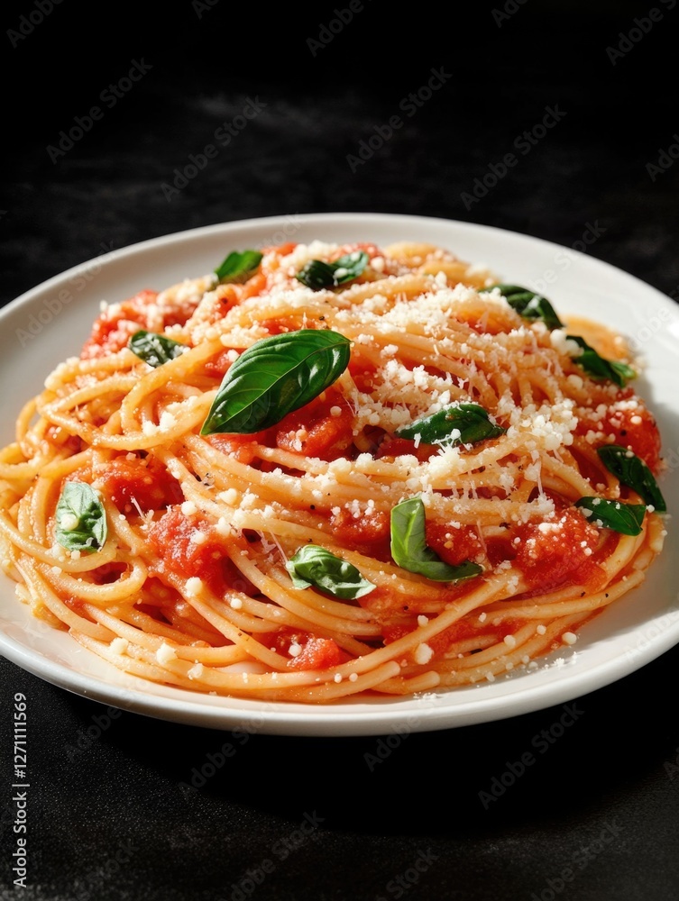 A bowl of delicious, fresh pasta with tomato sauce and cheese. Topped with basil leaves for an extra touch of flavor. A bowl of delicious, fresh pasta with tomato sauce and cheese. Topped with basil leaves for an extra touch of flavor.