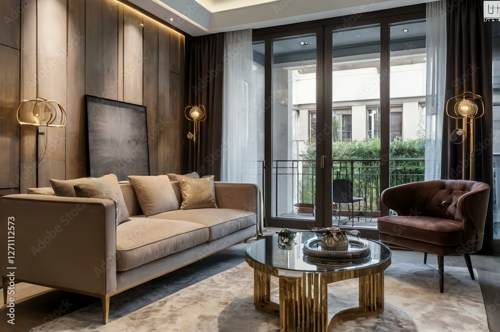 Fototapeta premium mid century modern interior home design 