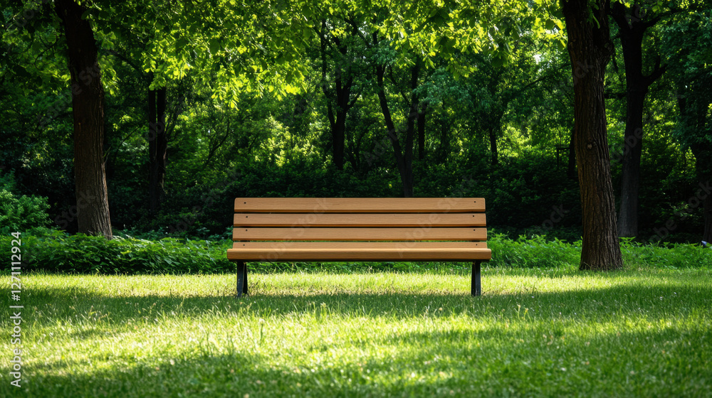 park bench sits peacefully in lush green park, surrounded by trees and grass, inviting relaxation and contemplation in serene environment park bench sits peacefully in lush green park, surrounded by trees and grass, inviting relaxation and contemplation in serene environment