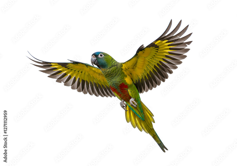 Fototapeta premium Colorful parrot flying isolated on white