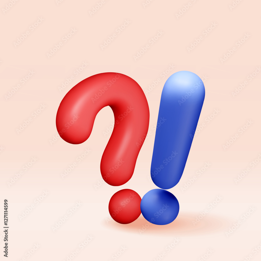 3d question and exclamation marks isolated. Render questions exclamations symbol. Thin realistic icon. Concept of FAQ, support and help. Problem, survey, information. Vector illustration 3d question and exclamation marks isolated. Render questions exclamations symbol. Thin realistic icon. Concept of FAQ, support and help. Problem, survey, information. Vector illustration