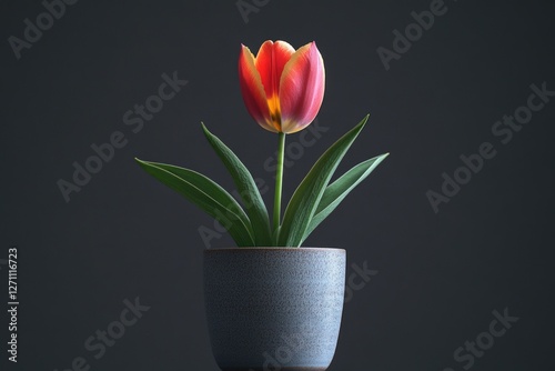 Wallpaper Mural A single tulip sits in a blue vase on a table Torontodigital.ca