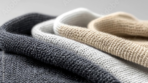 Close-up of Soft Neutral Knit Fabric Textures