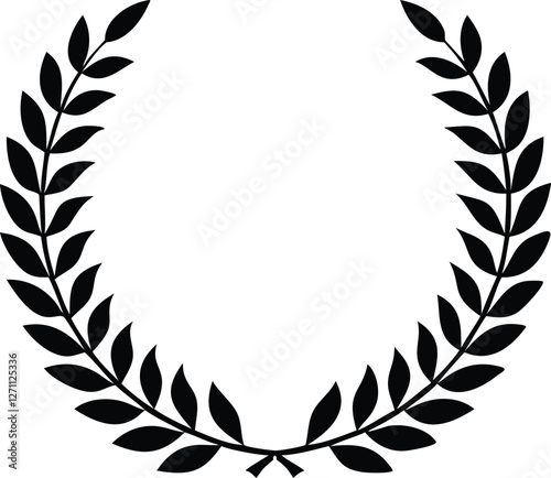 laurel, crown, wreath, winner, vector, isolated, illustration, black, success, celebration, sign, wheat, award, decoration, greek, element, roman, symbol, achievement, emblem, victory