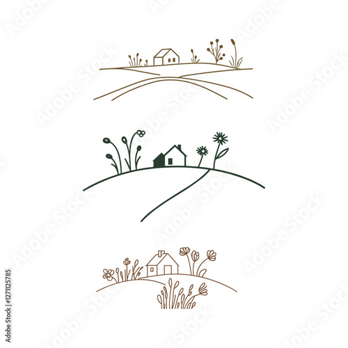 plantation in the countryside design vector template illustration