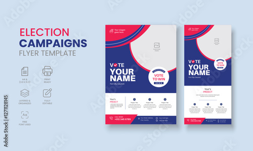Election Campaigns Flyer Template, Political Flyer, Vote Flyer, DL Election Campaigns Flyer, Roll Up Banner