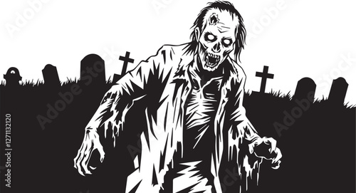 vector illustration of zombie, horror design on white artboard