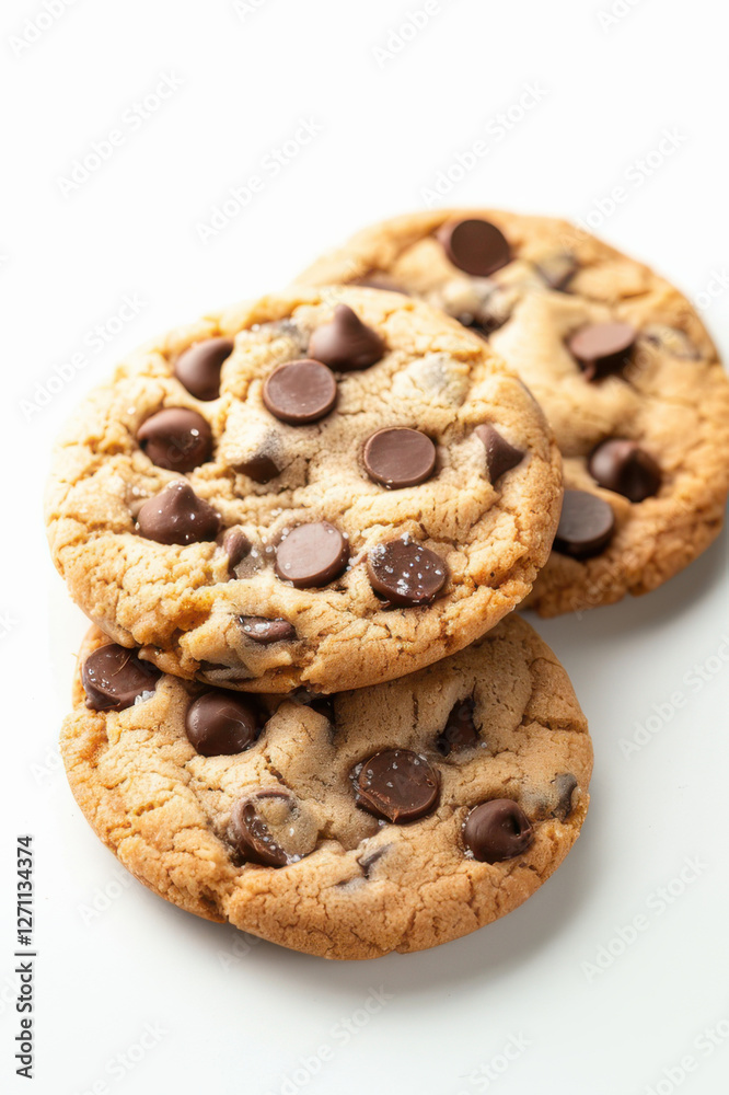Two freshly baked chocolate chip cookies with a golden-brown crust and gooey chocolate chips, perfect for a sweet treat. Two freshly baked chocolate chip cookies with a golden-brown crust and gooey chocolate chips, perfect for a sweet treat.