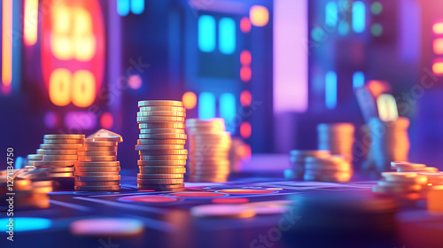 Wallpaper Mural animation of coins and money on casino table Torontodigital.ca