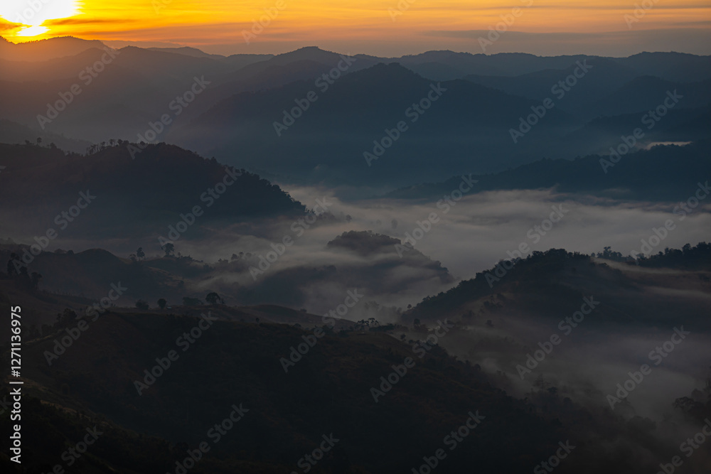 Sunrise time at the mountain hill forest of Thailand, Asia. Sunrise time at the mountain hill forest of Thailand, Asia.