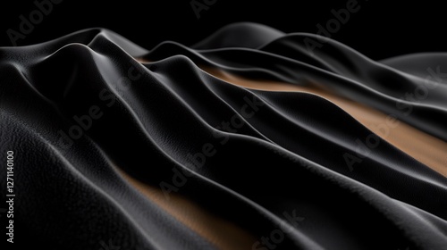 Abstract dark fabric undulation with subtle warm underlay creating depth photo