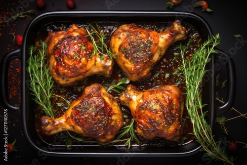 Wallpaper Mural Top view of baked chicken legs with seasonings and fresh herbs Torontodigital.ca