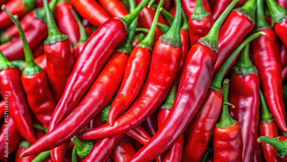 Close-up of vibrant red chili peppers with intricate details and texture Close-up of vibrant red chili peppers with intricate details and texture