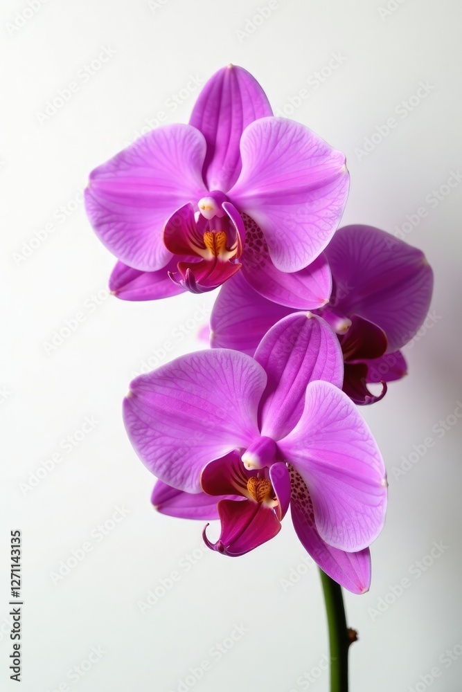 Obraz premium Purple Phalaenopsis orchid flowers on white background, flowers, purple