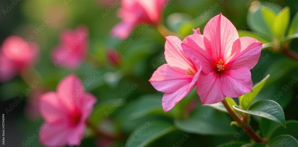 Pink begonia flowers swaying gently in the breeze, breeze, blossoms, gentle Pink begonia flowers swaying gently in the breeze, breeze, blossoms, gentle