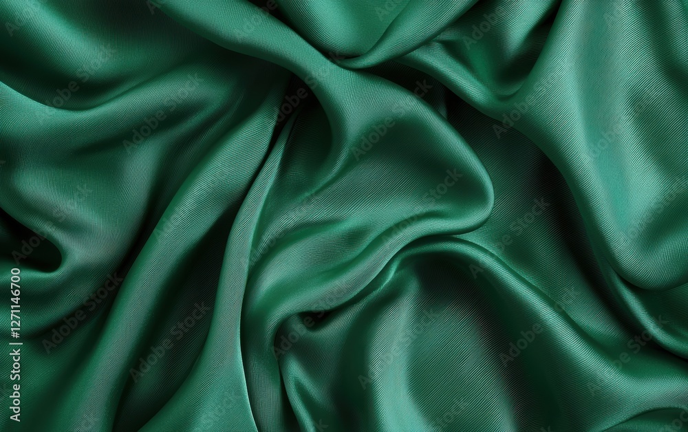 Obraz premium Elegant emerald silk fabric folds background mockup Saint Patricks Day