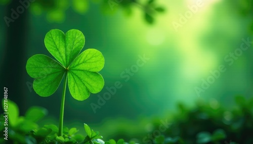 Hanging Shamrock Leaf Against Electric Green Skyline with Foliage, emerald green, hangman's knot