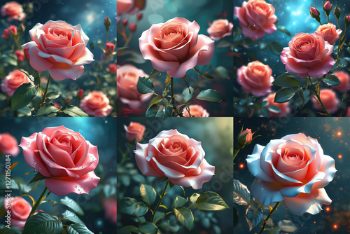 backdrop of roses greeting card