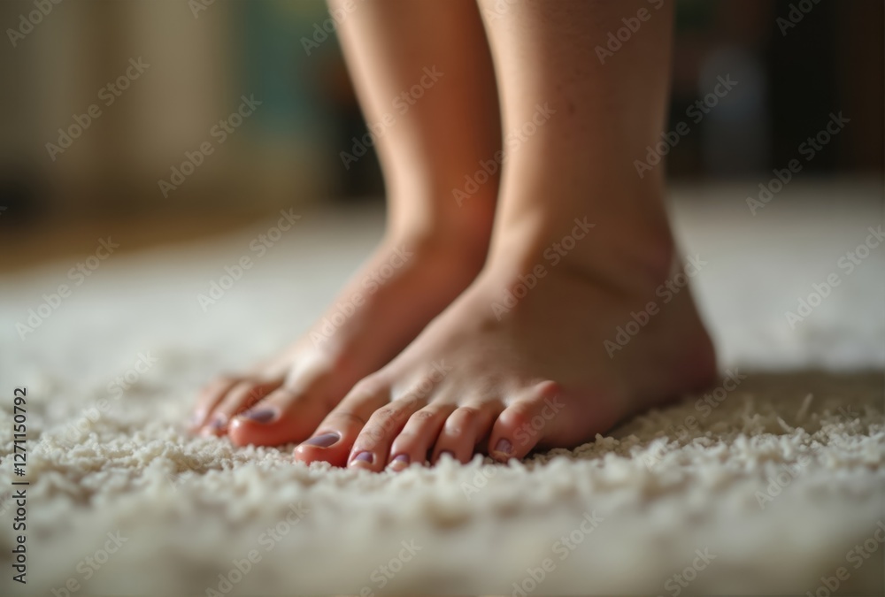 Bare Feet on Carpet with Light Purple Nail Polish Bare Feet on Carpet with Light Purple Nail Polish