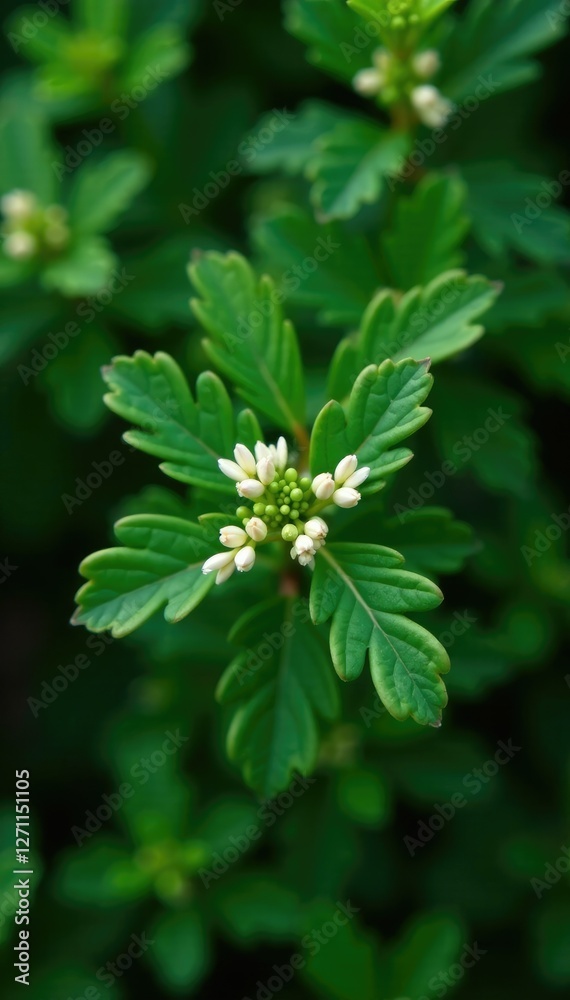 evergreen shrub with needle-like leaves and small white flowers, herb, natural world, shrub evergreen shrub with needle-like leaves and small white flowers, herb, natural world, shrub