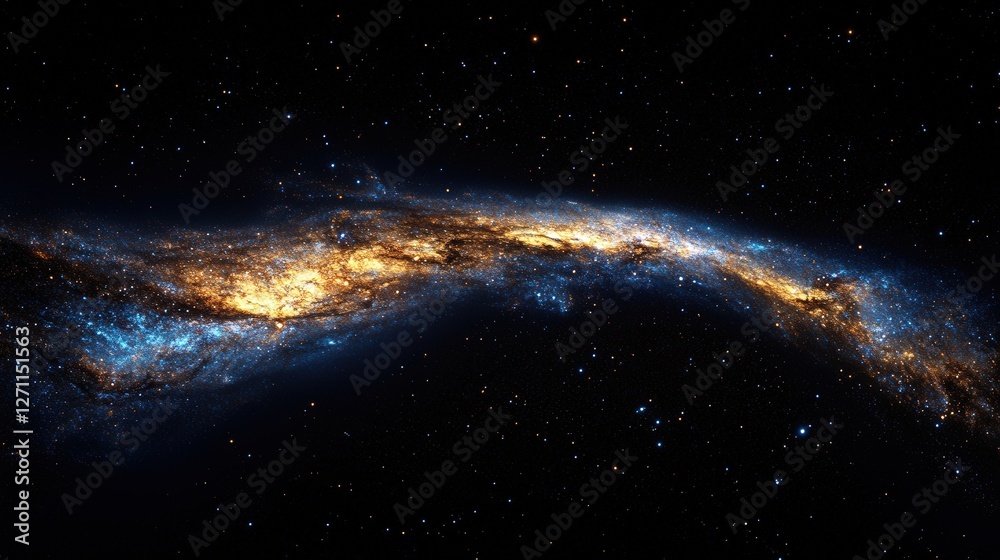 Fototapeta premium Tadpole Galaxy, where gravitational interactions have stretched its spiral arms into a long, flowing tail of stars