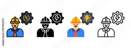 Set of Electrical Engineer Line, Line Filled, Glyph, Flat Icons