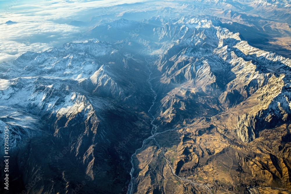 Fototapeta premium Aerial exploration of majestic mountainous landscapes in the andes scenic nature photography vast terrain breathtaking viewpoint and unmatched natural beauty