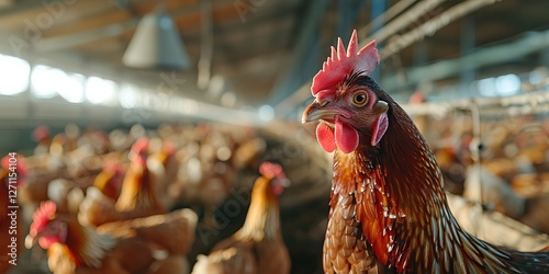 hen in a modern professional farm house, livestock industry