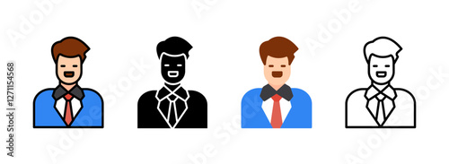 Set of Actor Line, Line Filled, Glyph, Flat Icons