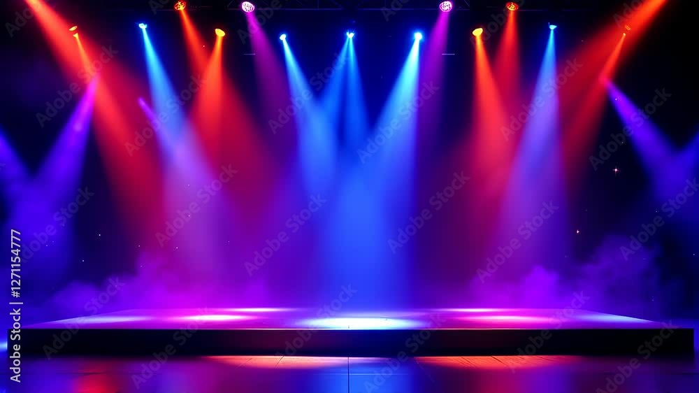 Dynamic Color Burst: Vibrant Stage Lighting Animation. Perfect for concert posters, music videos, event promotions, DJ sets, nightclub visuals, and more. High-energy, mesmerizing, and visually        