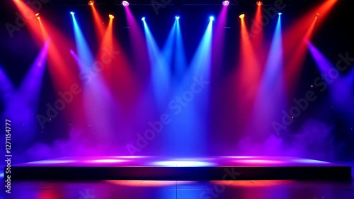 Dynamic Color Burst: Vibrant Stage Lighting Animation. Perfect for concert posters, music videos, event promotions, DJ sets, nightclub visuals, and more. High-energy, mesmerizing, and visually        