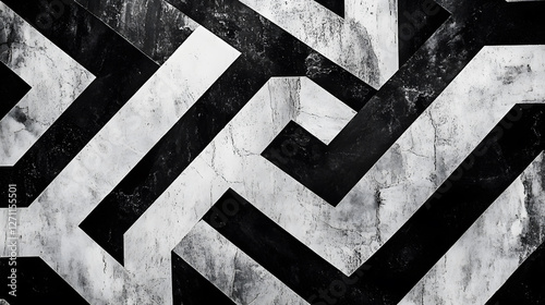 Artistic exploration of black and white geometric patterns urban setting abstract photography minimalistic design high angle view