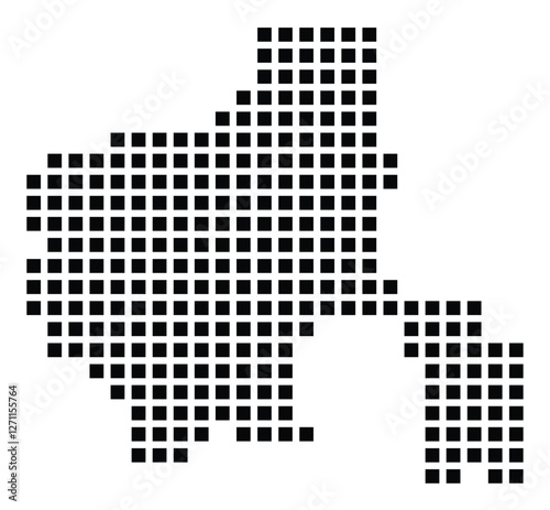Symbol Map of the City Gabrovo (Bulgaria) showing the city with a pattern of just a few black squares photo