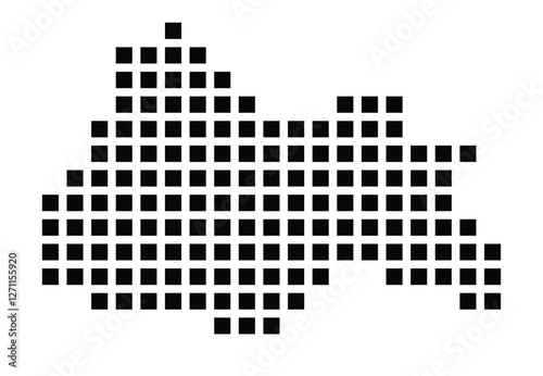 Symbol Map of the City Pernik (Bulgaria) showing the city with a pattern of just a few black squares