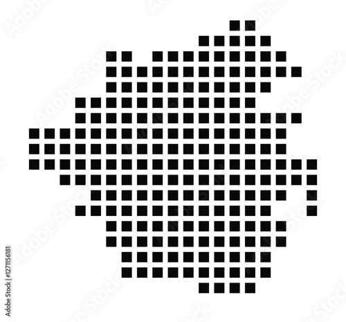 Symbol Map of the City Stara Zagora (Bulgaria) showing the city with a pattern of just a few black squares