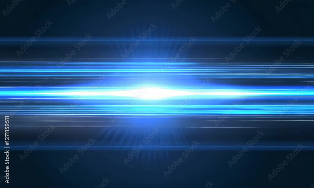 An abstract blue moving neon rays. Abstract blue motion. Blue laser light lines glowing and moving. Blue digital background.