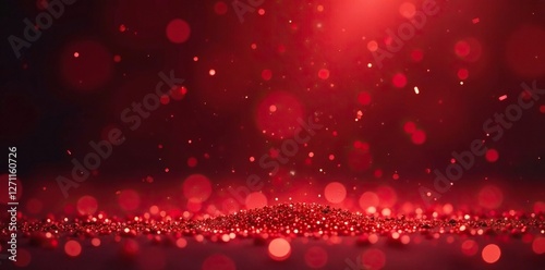 Sparkling red glitter dust falls gently in mid-air, glittery, festive, sparkly