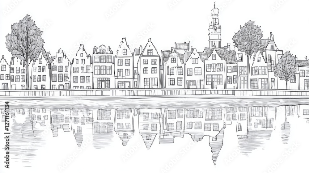 Fototapeta premium A scenic view of a city along the waterfront with buildings and boats