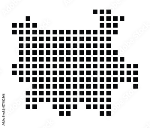 Symbol Map of the City Pamplona_Iruna (Spain) showing the city with a pattern of just a few black squares