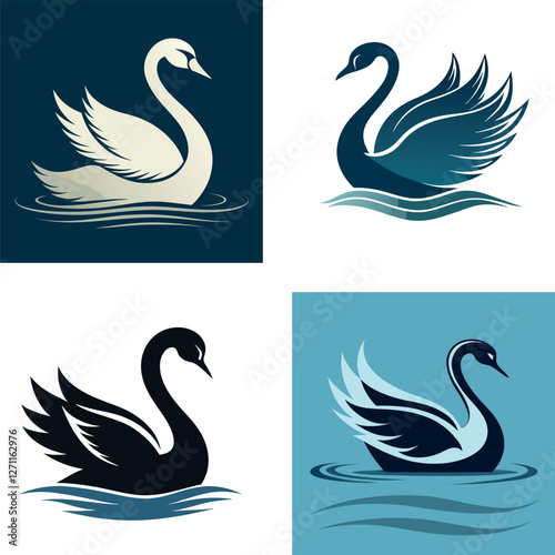 a graceful swan gliding on water, elegant and minimalist, nature and wildlife-inspired vector