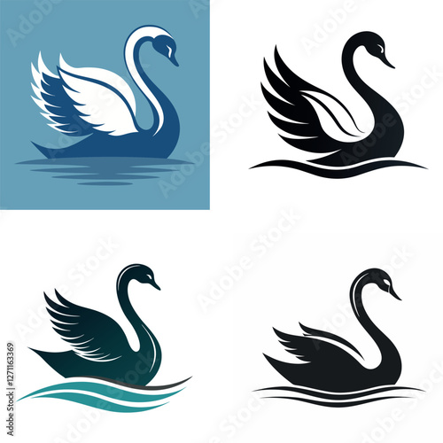 a graceful swan gliding on water, elegant and minimalist, nature and wildlife-inspired vector