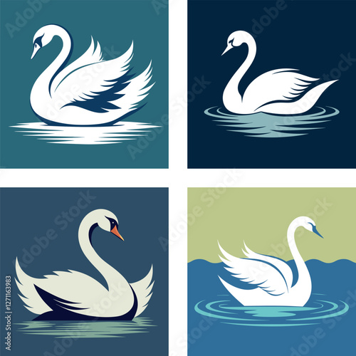 a graceful swan gliding on water, elegant and minimalist, nature and wildlife-inspired vector