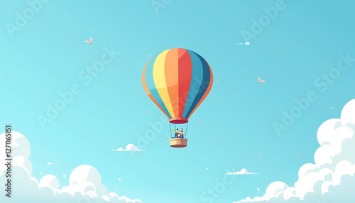 Wallpaper Mural Colorful hot air balloon flying in a bright blue sky Torontodigital.ca