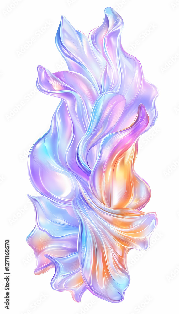 Flowing iridescent fabric rendering for abstract backgrounds, presentations, posters Flowing iridescent fabric rendering for abstract backgrounds, presentations, posters