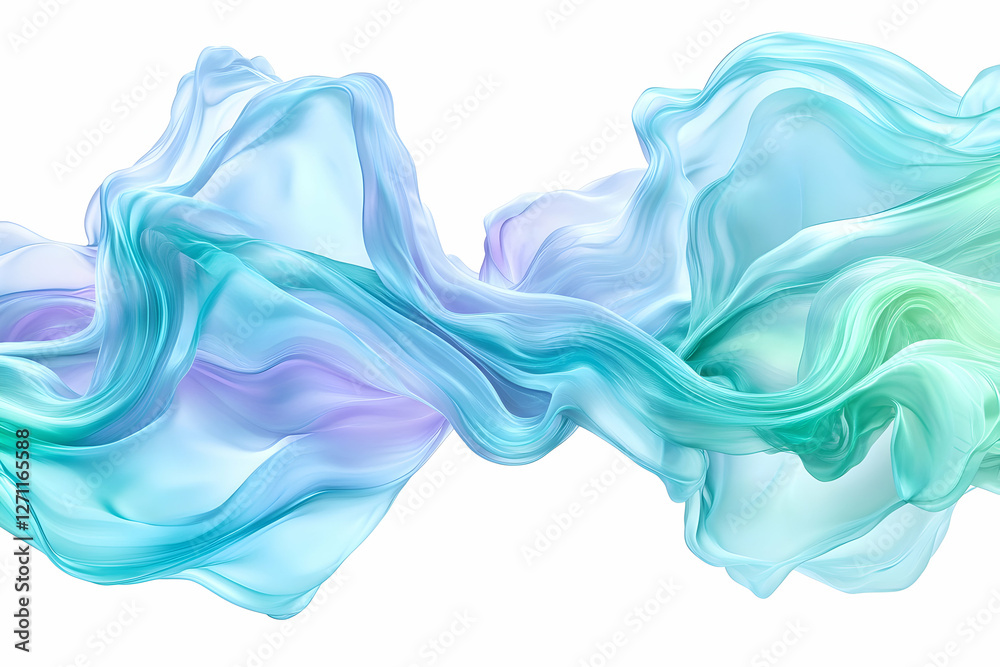 Flowing pastel fabric on white background for abstract design Flowing pastel fabric on white background for abstract design