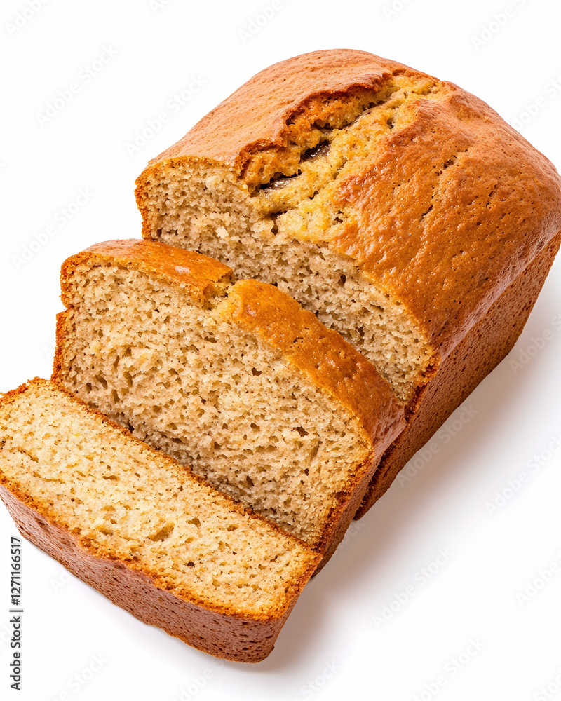 Fresh loaf of sliced bread on clean white surface for bakeries and home bakers Fresh loaf of sliced bread on clean white surface for bakeries and home bakers