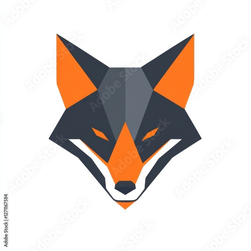 Sophisticated vector logo featuring geometric fox head, modern serif font, burnt orange and charcoal gray, corporate branding and elegance photo