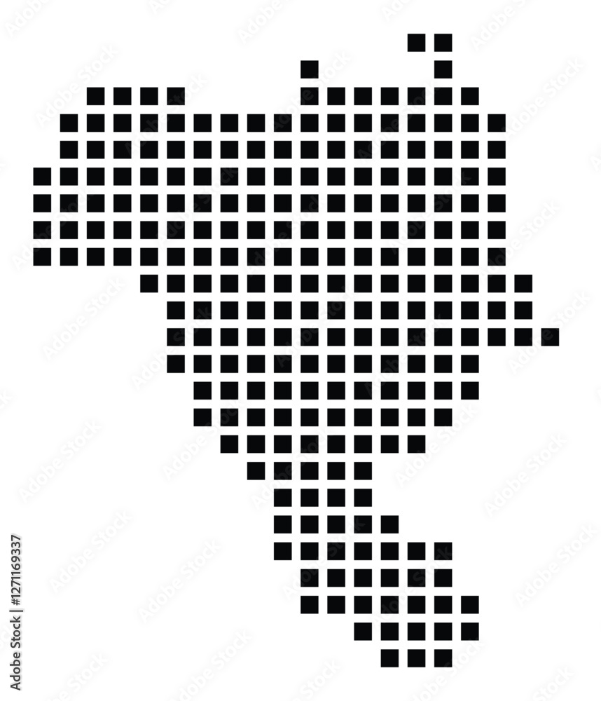 Fototapeta premium Symbol Map of the City Nimes (France) showing the city with a pattern of just a few black squares